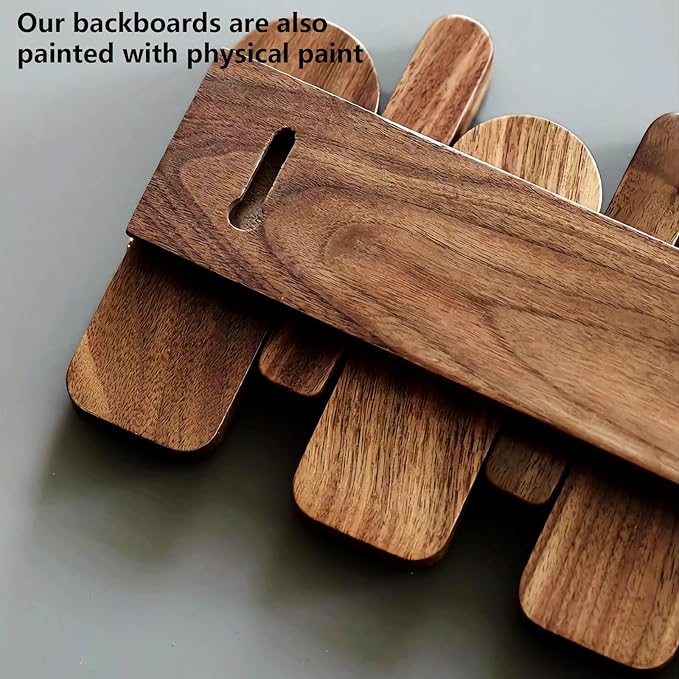 Wall Mounted Coat RackHooks Piano Key Hangers Natural Solid Wood Hanger Non-Woven Fabric Clothes Hangers for Closet, Kitchen, Bedroom, Bathroom, Entryway (Moon Walnut-Beech, 4 Hooks)