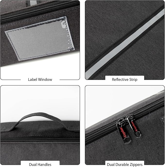 Flatware Storage Case-5 Compartment Silverware Storage Container Box with Removable Lid and Easy to Carry Handles,Cutlery Storage Holder with Zipper Lid for Organizing Cutlery