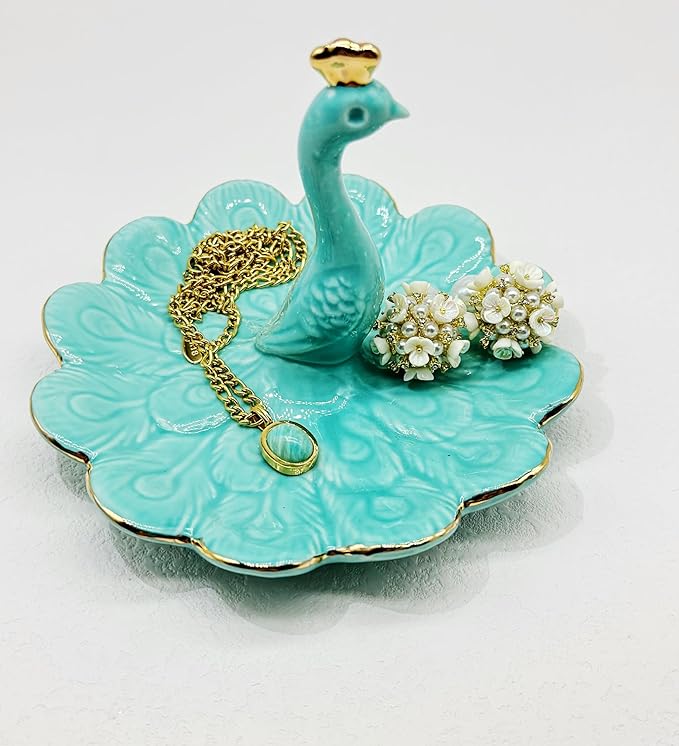 Peacock Hand Ring Holder for Jewelry Unicorn Jewelry Organizer Ceramic Rings Dish Earrings Bedroom Decor Engagement Ring Holder Plate for Women