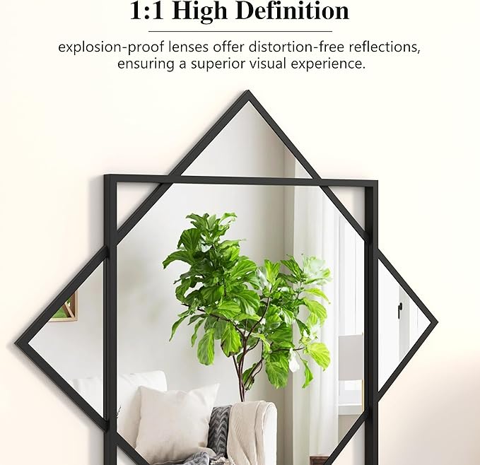 WONSTART Black Entryway Mirror with Hooks, 26" X 30" Wall Mirror with Hooks, Bathroom Mirror with Shelf, Rectangular Framed Wall Mirror with Shelf and Hooks