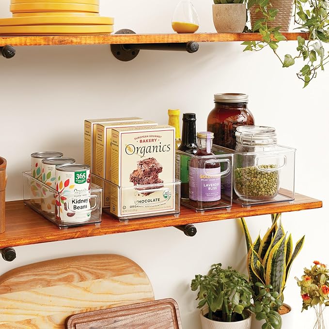 iDesign Stackable Storage Bins for Kitchen or Pantry, 4 Different Sizes, 4 Pack, Clear, Made in USA