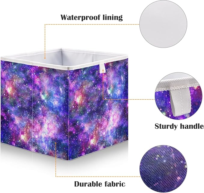 Blueangle Galaxy Cube Storage Bin, 11 x 11 x 11 in, Large Collapsible Organizer Storage Basket for Home Décor