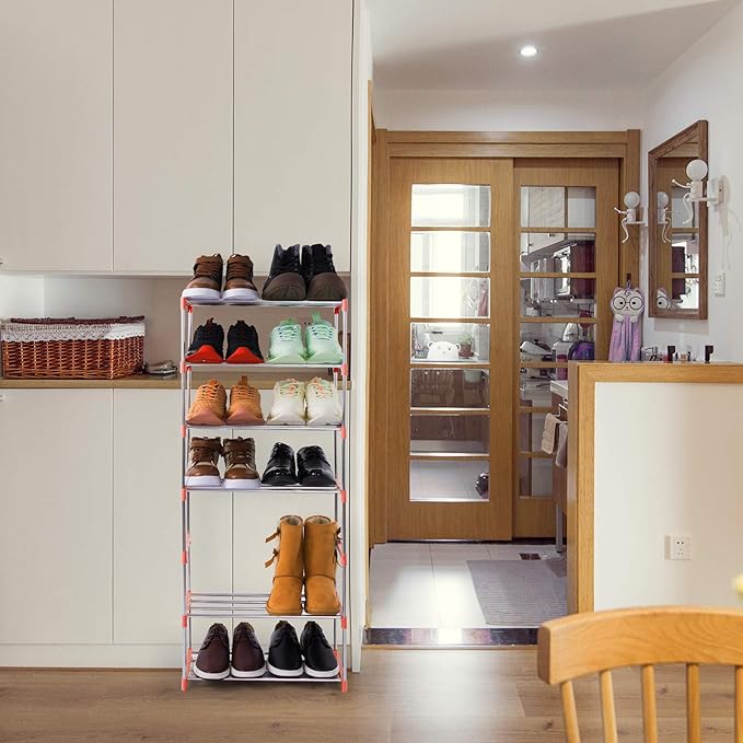 3-Tier Stackable Small Shoe Rack, Lightweight Shoe Shelf Storage Organizer for Entryway, Hallway and Closet(Pink)