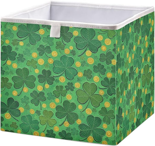 Bolaz Green St Patricks Day Closet Organizers Storage Cubes Storage Bins Shelf Baskets Containers for Home Room Office,Square