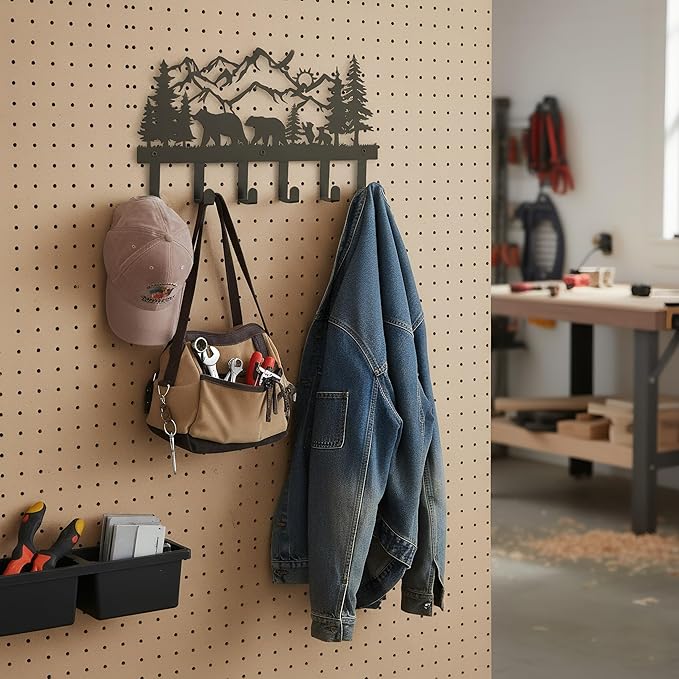 Metal Black Coat Hooks Wall Mount and Coat Rack Hanger for Hanging and Storage Ideal for Living Room, Hallway, Office, Backpack, Bags, Towel, Clothes and Hat (Bear)