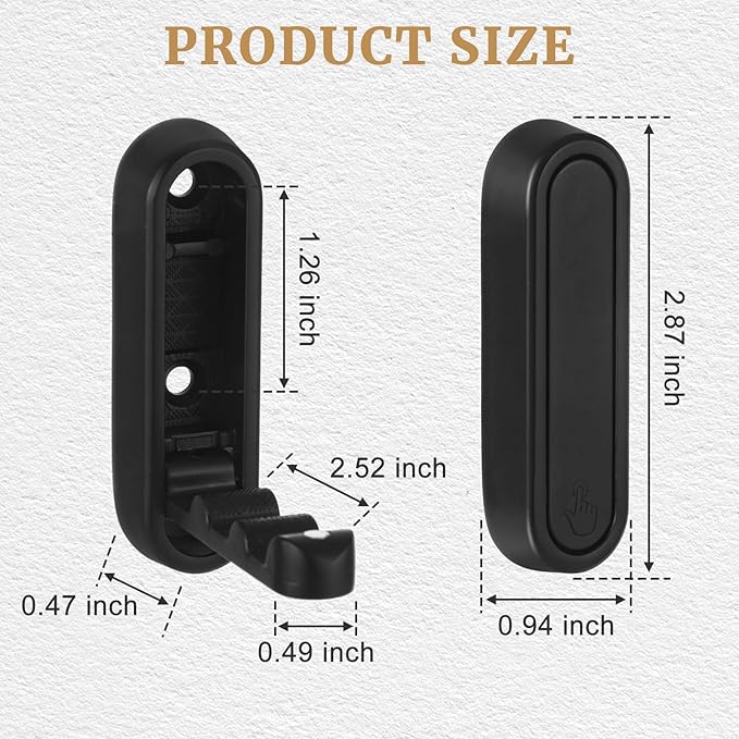 2PCS Invisible Folding Wall Hooks, Coat Rack Wall Mount, Foldable Clothes Hooks Can be Installed in Closets, Bedrooms, Bathrooms, Living Rooms, for Hanging Towels, Hats, Backpacks(Black)