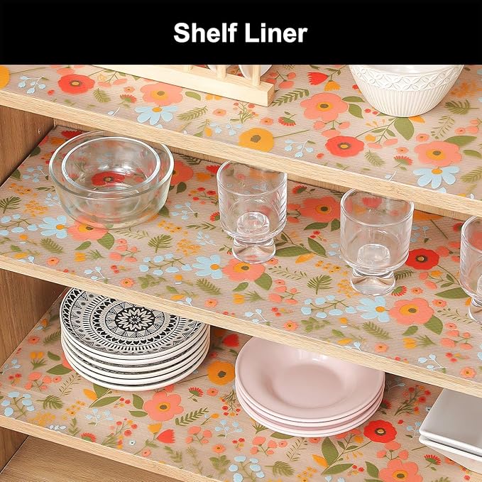 Cooyes Shelf Liner – Premium Non-Adhesive Cabinet & Drawer Liner for Kitchen – Waterproof Shelf Paper with Modern Pattern – Durable EVA Cabinet Mat – Easy to Cut （12" W x 120" L）
