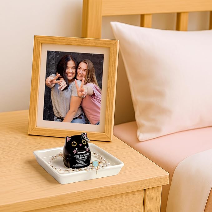 PUDDING CABIN Cat Gifts for Women Ring Holder Stay Pawsitive Motivational Gifts for Women Mom Friend Sister, Birthday Mothers Day Gifts for Cat Mom, Inspirational Gifts for Black Cats Lovers