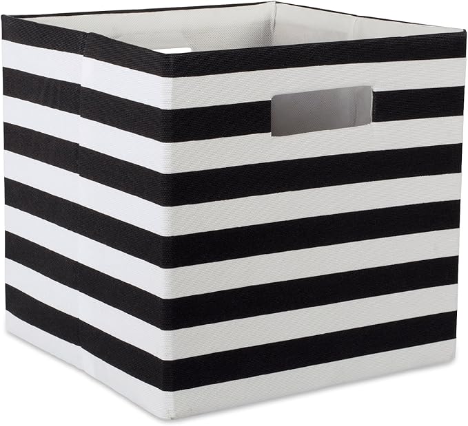DII Polyester Cube Storage Collection Collapsible Hard Sided Bin, 13x13x13, Black (Pack of 6)