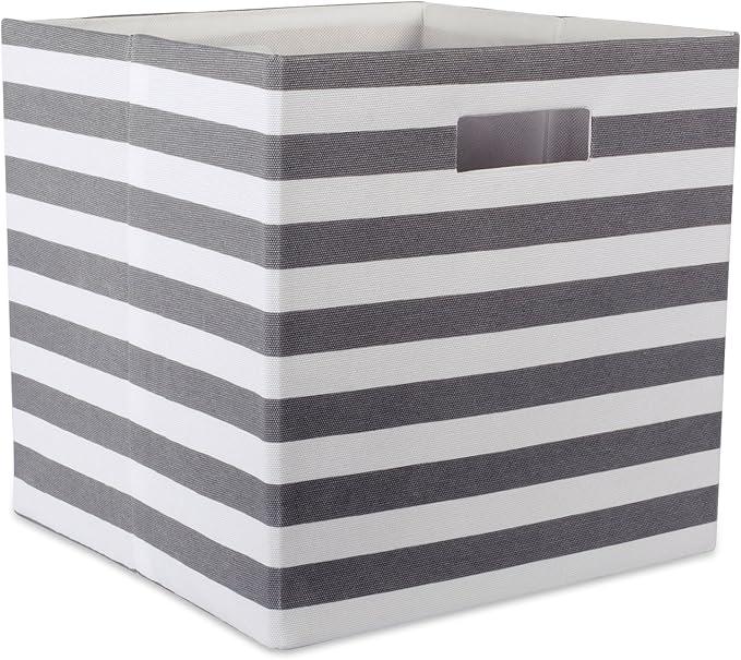 DII Polyester Cube Storage Collection Collapsible Hard Sided Bin, 13x13x13", Gray
