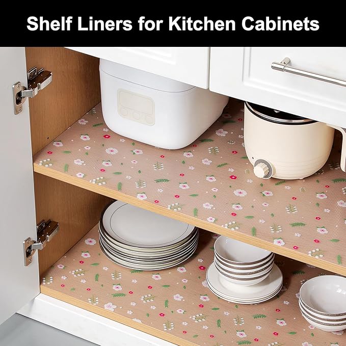 Cooyes Shelf Liner – Premium Non-Adhesive Cabinet & Drawer Liner for Kitchen – Waterproof Shelf Paper with Modern Pattern – Durable EVA Cabinet Mat – Easy to Cut （12" W x 240" L）