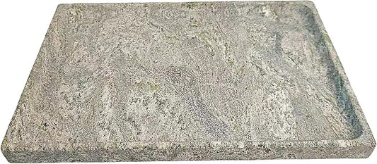 Large Stone Granite Vanity Tray 12 x 8 in - Rectangular Sand-Blasted Non-Slip Organizer with Grooved Edge, Vintage Catchall for Bathroom, Kitchen, Entryway & Bedroom (Imperial Green)