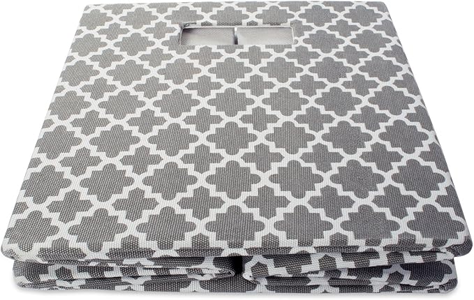 DII Hard Sided Collapsible Fabric Storage Container for Nursery, Offices, & Home Organization, (11x11x11) - Lattice Gray (Pack of 2)
