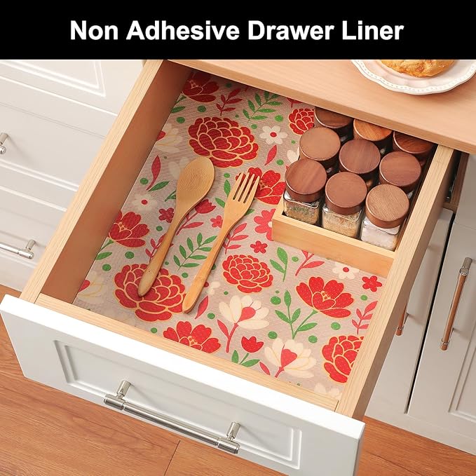 Cooyes Shelf Liner – Premium Non-Adhesive Cabinet & Drawer Liner for Kitchen – Waterproof Shelf Paper with Modern Pattern – Durable EVA Cabinet Mat – Easy to Cut （24" W x 360" L）