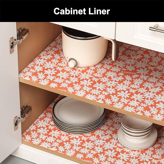 Cooyes Shelf Liner – Premium Non-Adhesive Cabinet & Drawer Liner for Kitchen – Waterproof Shelf Paper with Modern Pattern – Durable EVA Cabinet Mat – Easy to Cut （12" W x 120" L）