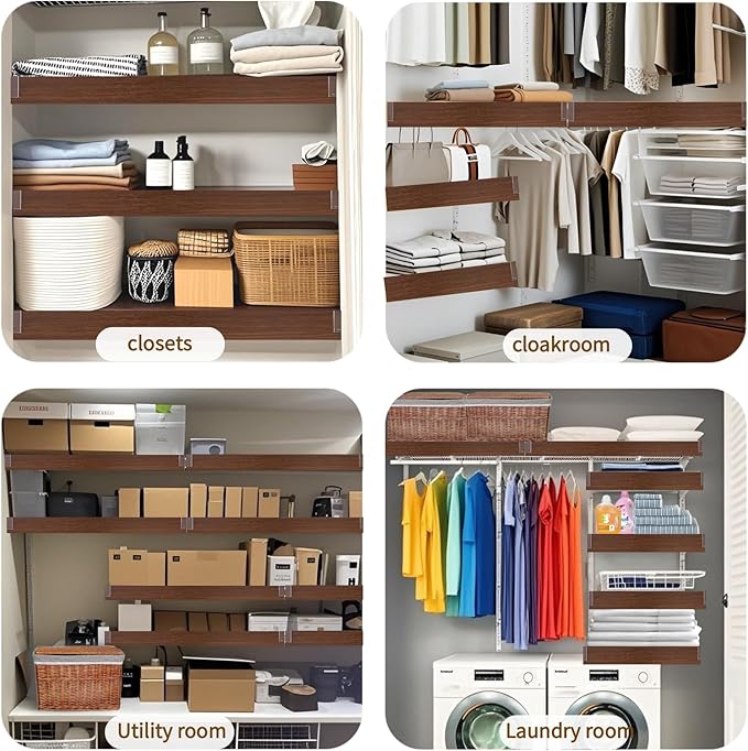 Wire Shelf Cover, Wire Rack Covers for Pantry,4 Pcs PVC Wood-Look Faux Wood Shelf Liners,47x12 Inch,0.24inch Thick for Home and Kitchen Organization