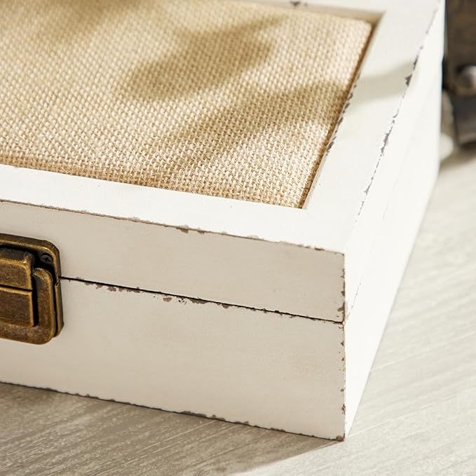 Deco 79 Wooden Decorative Box Decorative Keepsake Boxes with Hinged Lid, Set of 2 Storage Boxes 10", 8"W, White