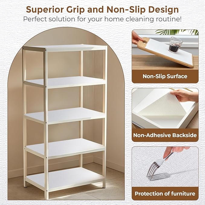 COAVAS Extra Grip Thickened Shelf and Drawer Liner - Non-Adhesive Non-Slip Waterproof Mats for Kitchen Cabinets, Drawers, Shelves, Dresser & Cupboard, Easy Cut DIY (White, 12IN x 10FT)