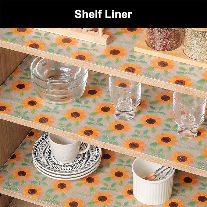 Cooyes Shelf Liner – Premium Non-Adhesive Cabinet & Drawer Liner for Kitchen – Waterproof Shelf Paper with Modern Pattern – Durable EVA Cabinet Mat – Easy to Cut （24" W x 120" L）