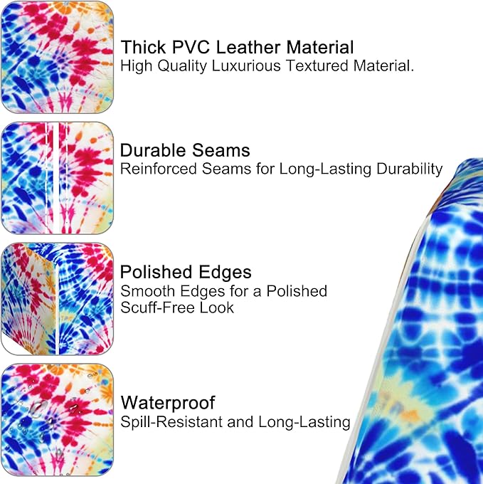 Rainbow Tie Dye Swirl Tissue Box Cover Square,Tissue Box Holder with Belt Bottom,Stylish Leather Napkin Holder for Vanity Countertop,Nightstands,Office Desk,5.2"Ã5.2"Ã5.2"