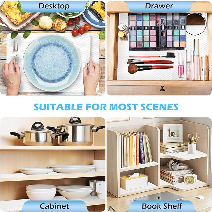 Drawer Liners, Waterproof Shelf Liner, Anti-Slip Non-Adhesive BPA Free Kitchen Cupboard Cabinet Liner Refridge Fridge Mats Sink Protector Strong Durable for Home (White/19.7in x 20Ft)