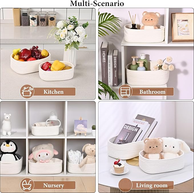 4 Pcs Storage Baskets for Organizing - Small Basket for Shelves, Easter Baskets for Kids or Gift Baskets Empty for Festivals