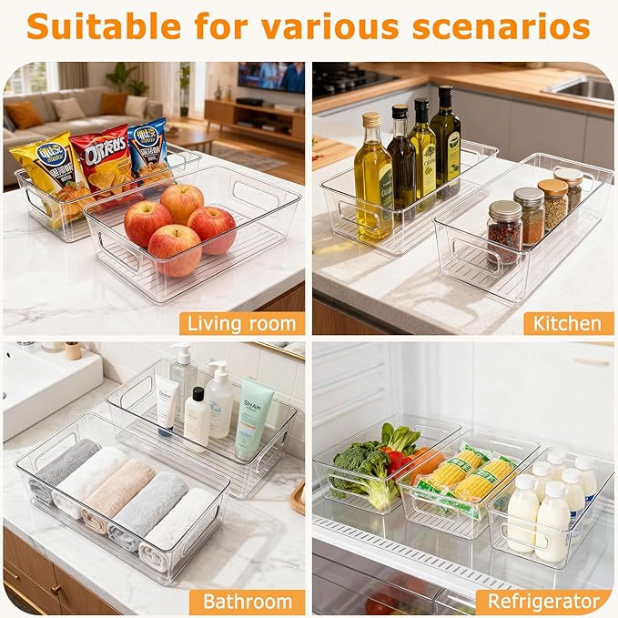 2Pack Clear Baby Bottle Organizer Portable Baby Bottle Storage Container for Cabinet,Drawer，Counter,Kitchen,Refrigerator-Portable Nursery Storage Plastic Baby Organizer