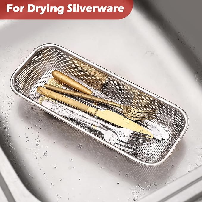2Pack Stainless Steel Tumbler Cup Lid Organizer Inside Cabinet, Mason Jar Lid Holder, Rectangular Basket for Storage of Silverware, Chopsticks, straws and Utensils