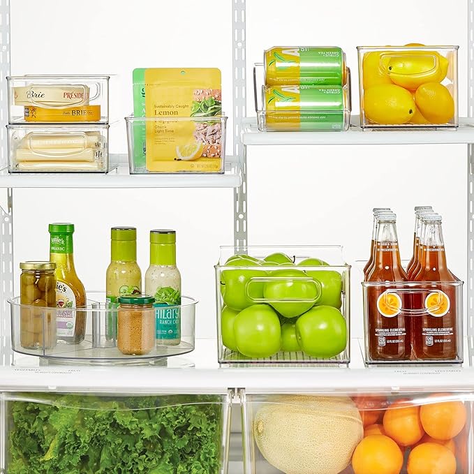 mDesign Lazy Susan Turntable Divided Plastic Spinner - Kitchen/Bathroom, Pantry, Fridge, Cupboard or Counter Organizing, Fully Rotating Food Organizer - 11.5" Round, Lumiere Collection - Clear