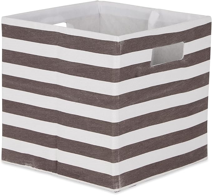 DII Polyester Cube Storage Collection Collapsible Hard Sided Bin, 13x13x13, Brown