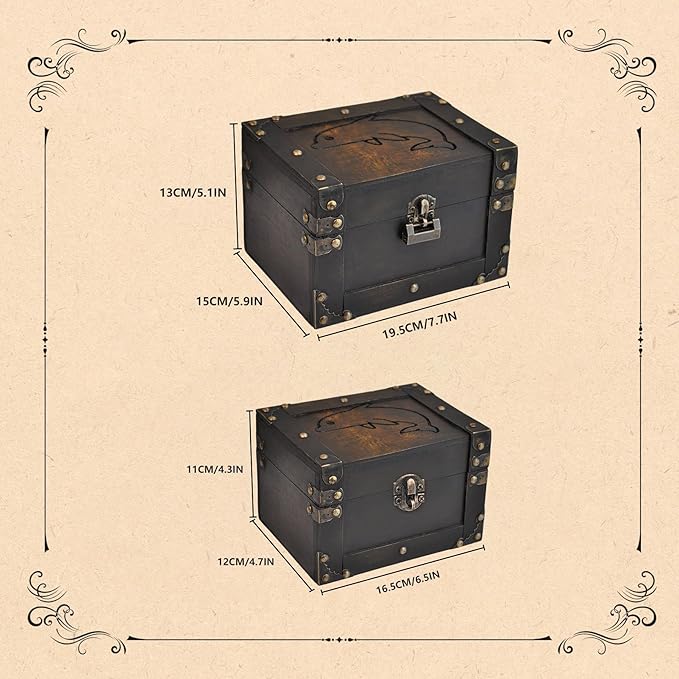 POWER UNICO FLOWER Vintage Treasure Lock Storage Box â Handmade Wooden Decorative Chest, Perfect Keepsake Box for Home DÃ©cor, Jewelry, Trinkets and Gift Storage (332)