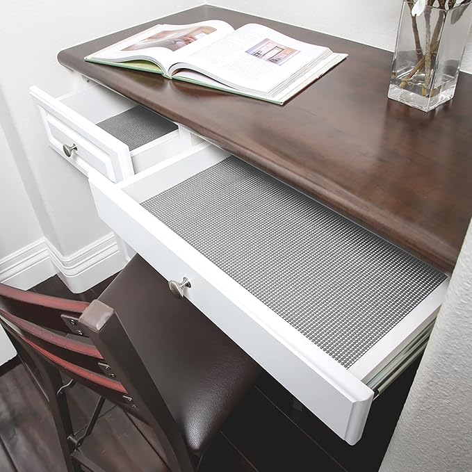 Smart Design Classic Grip Shelf Liner for Home Organization- Non Adhesive/Slip, Easy Clean - Perfect for Desk, Shelves, Kitchen, Bathroom, Cabinet Protection -Graphite Gray (Pack of 2)