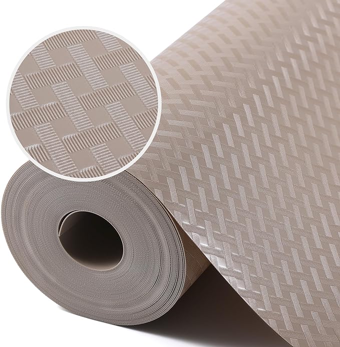 Beige Shelf Liners for Kitchen Cabinets Refrigerator Liners Waterproof & Oil-Proof Kitchen Cupboard Liner Drawer Mats EVA Material Non Adhesive Fridge Liner for Shelves 17.5 x 236.2 Inches