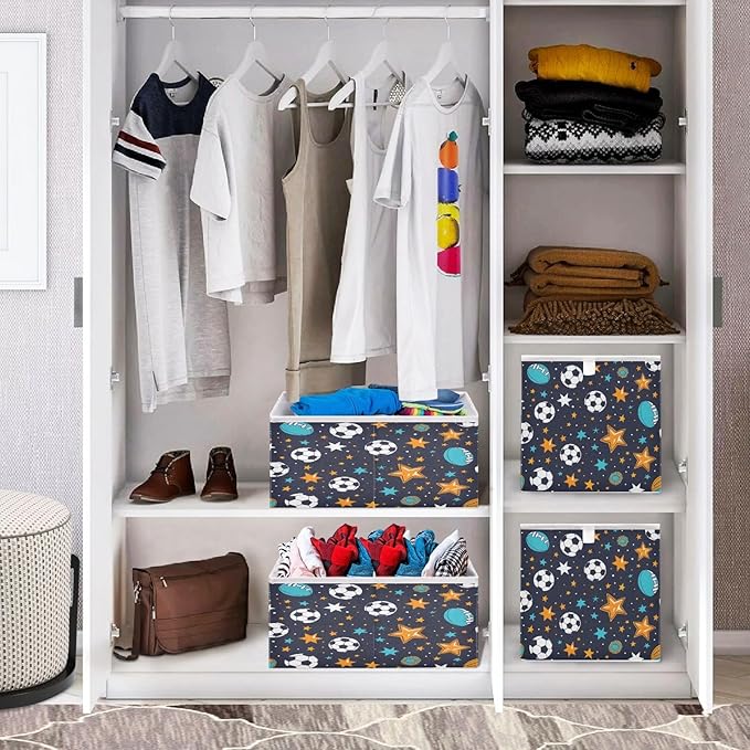 Ball and Star Closet Organizers Storage Cubes Storage Bins Shelf Baskets Containers for Home Room Office,Rectangle
