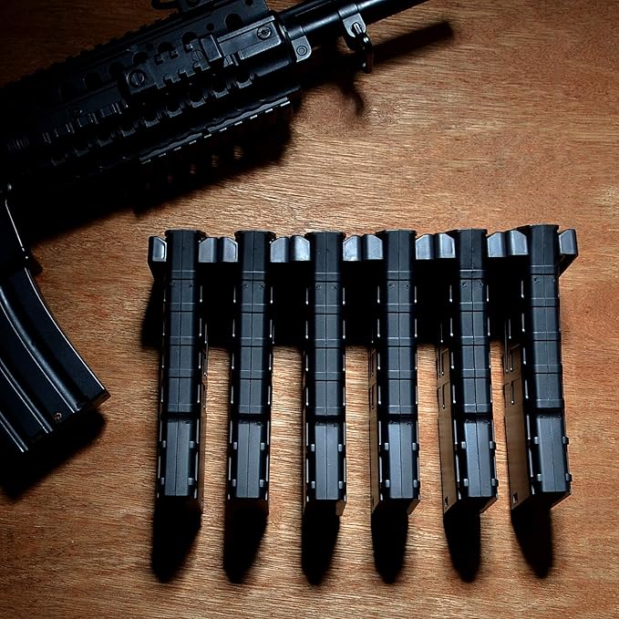 Magnetic ABS 6 Standard AR Rack Wall Mount, AR Mag Holder for 5.56 .223 Magazines, Wall Magazine Display, Magnet AR Mag Storage Organizer