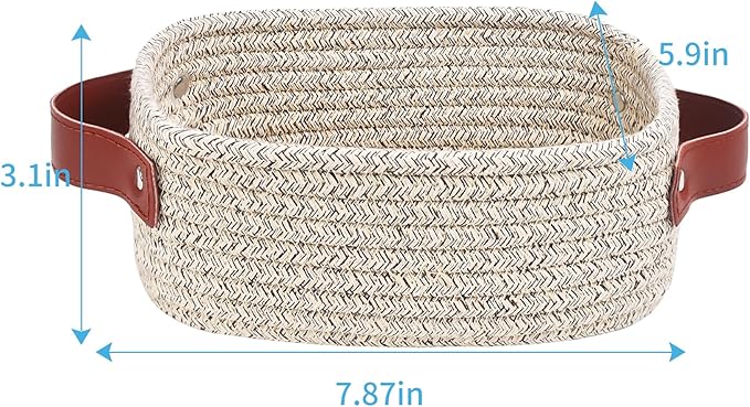 ABenkle Small Storage Basket, Mini Rope Woven Baskets, Cute Shelf Closet Storage Organizer, Boho Decorative Toy Bin for Nursery, Living Room, Spa, Empty Gift Basket - XS, Mixed Brown