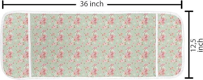 Ambesonne Shabby Flora Microwave Oven Cover, Retro Spring Blossom Flowers French Garden Florets Garland Artisan Image, Water Resistant Organizer with Pockets for Kitchen, 36" x 12", Mint Pink