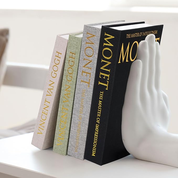 Decorative Book Storage Box Set of 2, Stylish Decorative Books, Linen Faux Book Storage Box for Bookshelf, Coffee Tables, Home Decor, Black