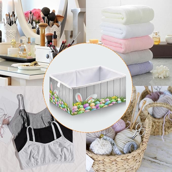 Bolaz Easter Grass Eggs Closet Organizers Storage Cubes Storage Bins Shelf Baskets Containers for Home Room Office,Square