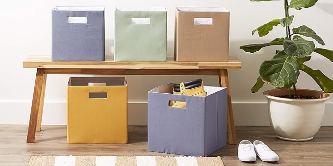DII Collapsible Polyester Storage Cube, Solid, Lightweight and Durable, Large Square, 13x13x13, Honey Gold