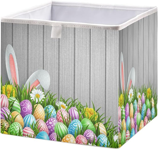Bolaz Easter Grass Eggs Closet Organizers Storage Cubes Storage Bins Shelf Baskets Containers for Home Room Office,Square
