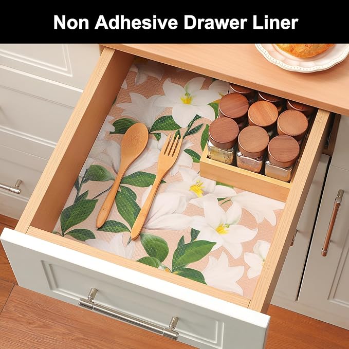Cooyes Shelf Liner – Premium Non-Adhesive Cabinet & Drawer Liner for Kitchen – Waterproof Shelf Paper with Modern Pattern – Durable EVA Cabinet Mat – Easy to Cut （17.5" W x 78.7" L）