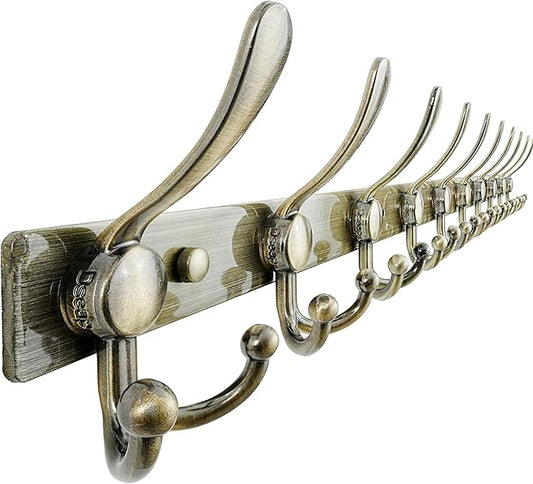 Dseap MaxStrong 2.0 Coat Rack Wall - 37” Long 10 Tri Hooks - Ultra Heavy-Duty Stainless Steel Wall Mount Coat Hanger, Hook Rail for Clothes Hats Jacket Towels Bronze