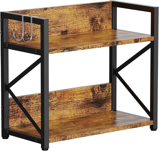 2 Tier Kitchen Counter Shelf Organizer, Coffee Bar Station Organizer for Countertop，Space Saving Spice Rack, Desk Shelf Riser, Coffee Bar Accessories(Rustic Brown, Medium) | Organizer, Coffee Bar Station, Space Saving, Spice Rack, Desk Shelf Riser