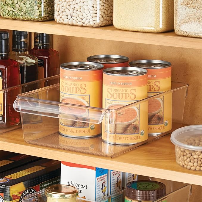 iDesign Fridge Storage Bin with Handle - Fridge Tray for Cheeses and Snacks - Set of 2 - Clear