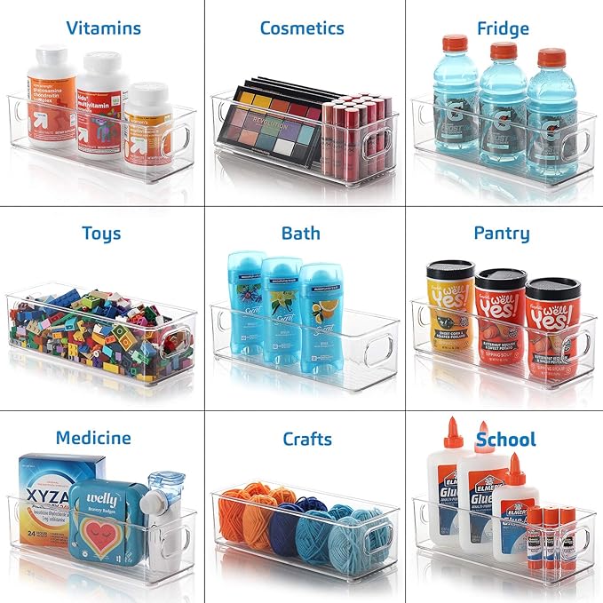 StorageBud Pantry Organization And Storage - Refrigerator Organizer Bins - Stackable Clear Fridge & Freezer Organizer Bins - Great Bins For Pantry, Storage, Organizer, Fridge, Freezer, & More