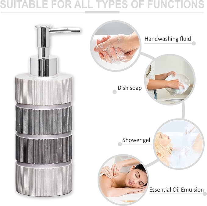 Zahari Home Modern Line Stylish Soap Dispenser Set - Modern Print Design for Kitchen and Bathroom - Lotion Pump, Dish Soap, Hand Sanitizer - Luxury Decor with Western Charm - Cute and Practical