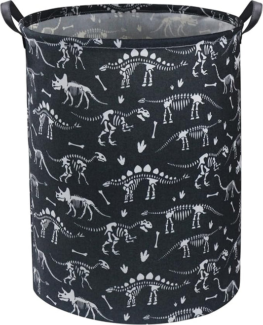 HIYAGON Dinosaur Kids Laundry Basket Kids Laundry Hamper Baby Nursery Hamper for Boys and Girls Cute Toy Storage Organizer Bins Blue Dinosaur Room Decor Gift Basket Bedroom(Black Dinosaur)