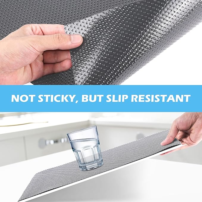 Drawer Liners, Waterproof Shelf Liner, Anti-Slip Non-Adhesive BPA Free Kitchen Cupboard Cabinet Liner Refridge Fridge Mats Sink Protector Strong Durable for Home (Grey/15.7in x 20Ft)