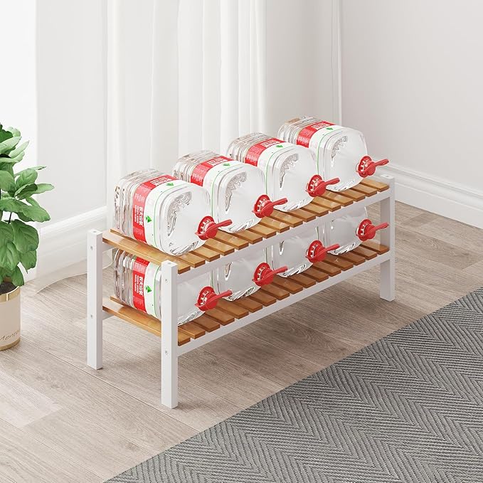 Bamboo Shoe Rack Organizer for Closet and Entryway-Space-Saving Narrow Shoe Stand-Versatile Shoe Holder for Door or Closet Shelf,Garage Bedroom can Freely Stack DIY Small Shoe Racks 2Tier Mixed color